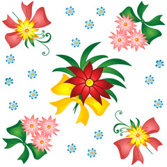 Small bouquets tied up by  tape.  Seamless figure.