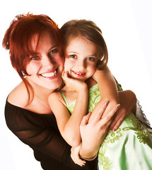 Happy mother and her little daughter