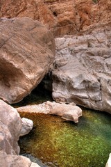 Canyon / Oasis in the desert of the sultanate Oman near Muscat