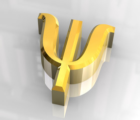psi symbol in gold (3d)