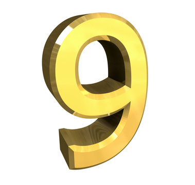 3d number 9 in gold
