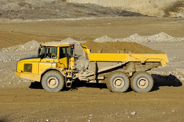 Yellow mining dump truck