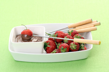 chocolate fondue and strawberries