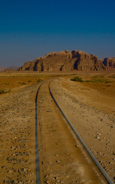 Train tracks through the desert