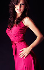 Obraz premium girl wearing a ping dress