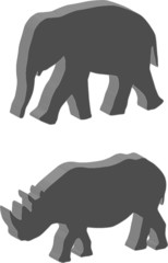 Elefant, Nashorn