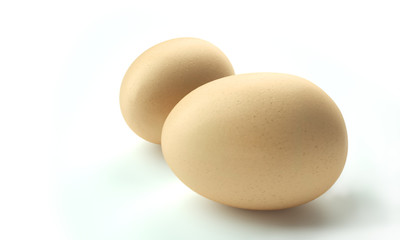 two eggs on white background