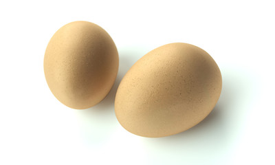 two eggs on white background