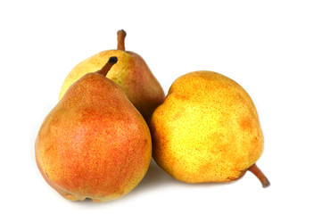fresh pears on white background