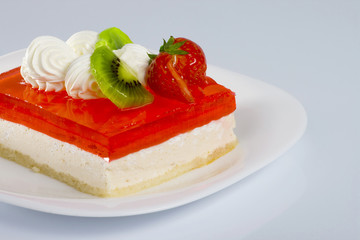 Red dessert on white