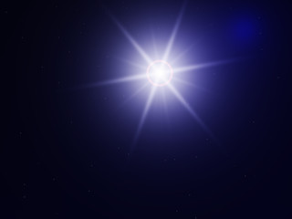 dark blue night sky shined by bright, white star