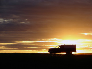 Fototapeta premium Old vehicle at sunset