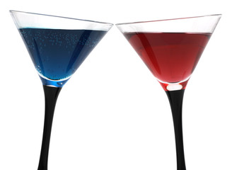 Cocktail glasses isoalted on white