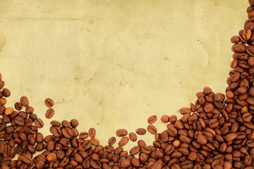 Coffee beans frame on vintage background
