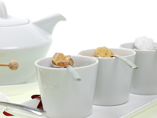 kaffeepause mit braunzucker,kandis- und  weißzucker  