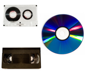 Old audio and video tapes and compact disc