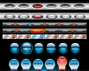 Black menu buttons navigation template