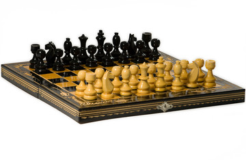 wooden glyphic chess