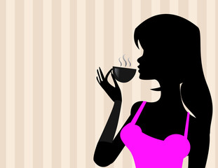 Girl with coffee vector