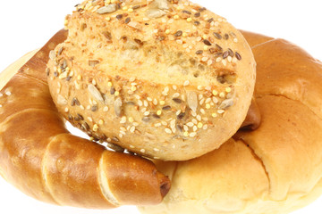 Bread rolls on white.