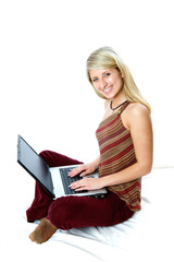 Fototapeta premium girl with laptop