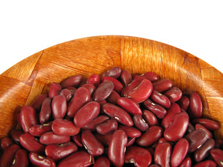 Beans red in wooden dish