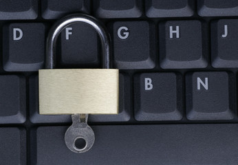 Padlock On Black Laptop Keyboard
