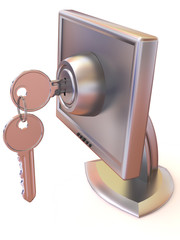 Monitors with keys. 3d