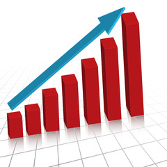Business profit growth graph chart with reflection