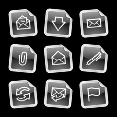 E-mail icons, black glossy sticker series
