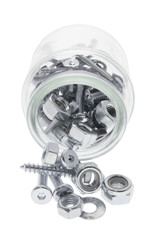 Glass Jar with Nuts and Bolts