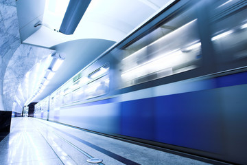 Blue fast train stay at platform