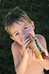 eating a hot dog