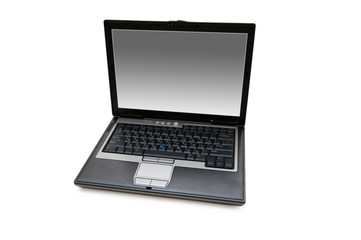 Silver laptop isolated on the white background