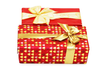 Two giftboxes isolated on the white background