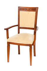 Wooden arm chair isolated on the white