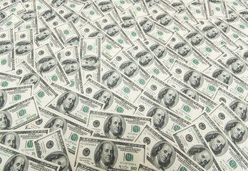 Background with many american hundred dollar bills