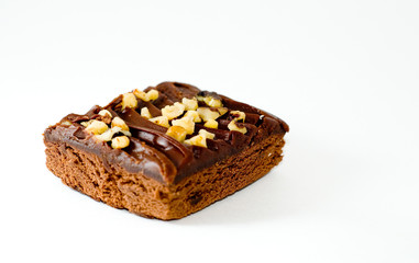 isolated brownie with nuts