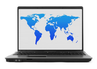 notebook with world map