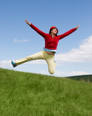 Happy jumping girl