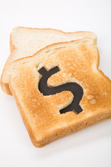 bread slice with dollar sign