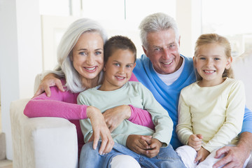 Grandparents posing with grandchildren