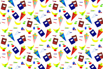 Seamless school things pattern.