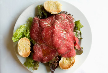 cured  ham with salad