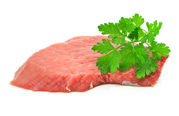 slice of red meat isolated on white