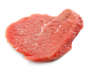 slice of red meat isolated on white