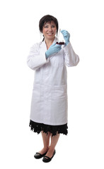 Chemist or scientist holding laboratory equipment