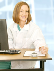Woman Doctor Sit And Smiling - 8099036