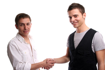 Two friends shaking hands