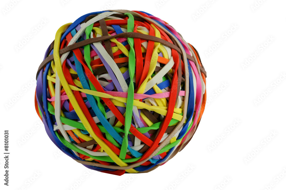 Wall mural isolated colored rubberband ball macro